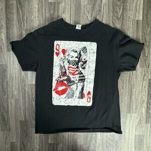 Delta Pro Weight Queen of Hearts Las Vegas Graphic Tee XL Black USA Flag